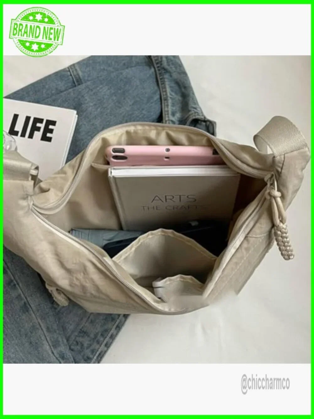 Medium Hobo Shoulder Bag Waterproof Nylon Crossbody Casual Retro Slouchy